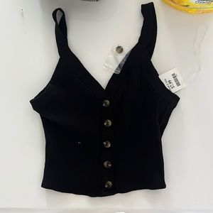 NWT Bozzolo Black button Crop tank top